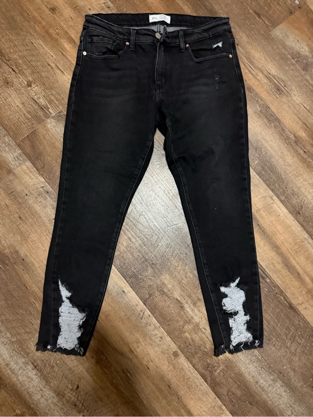 BKE Black Distressed Ankle Cropped Jeans